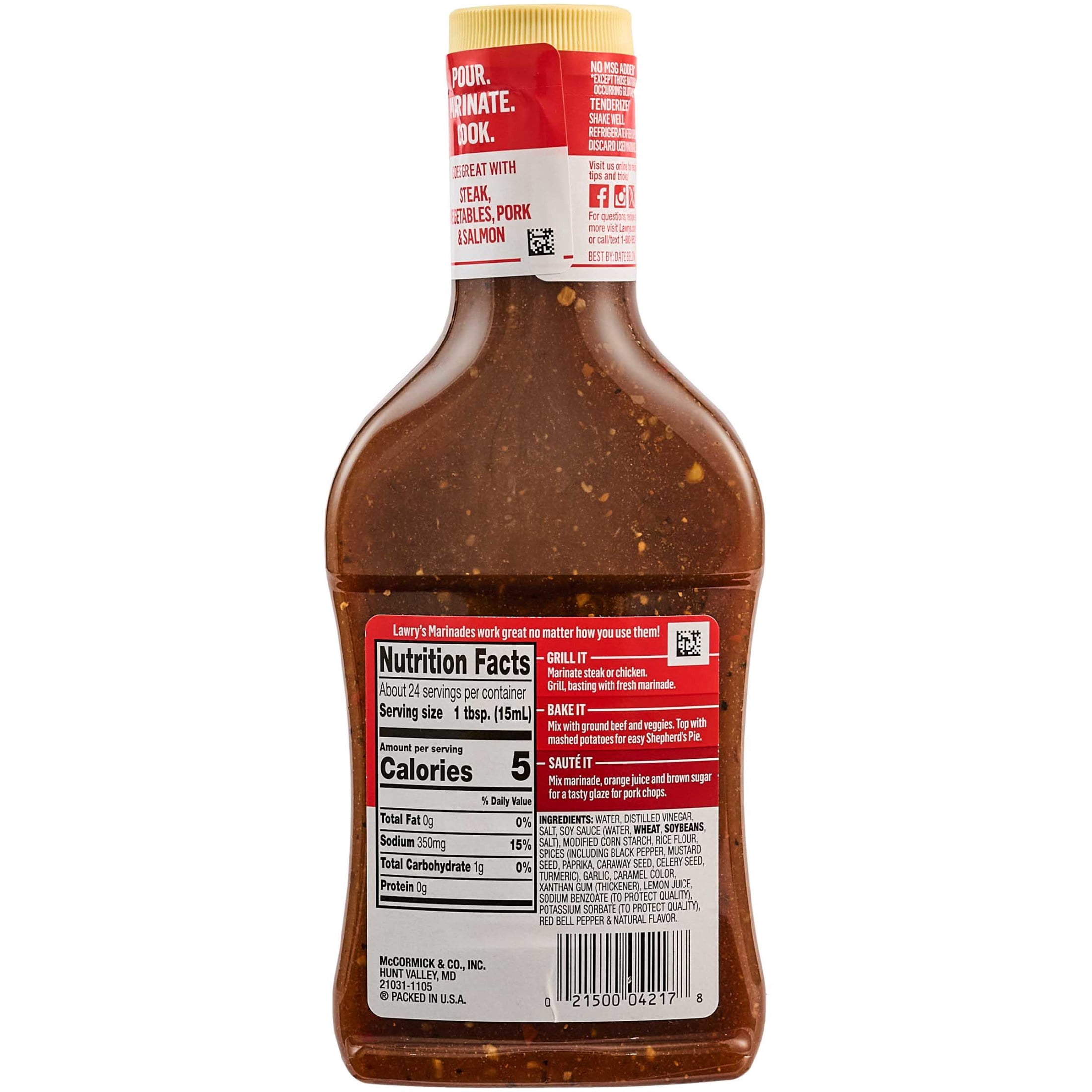(2 pack) Lawry's Steak & Chop Marinade, 12.0 fl oz Bottle