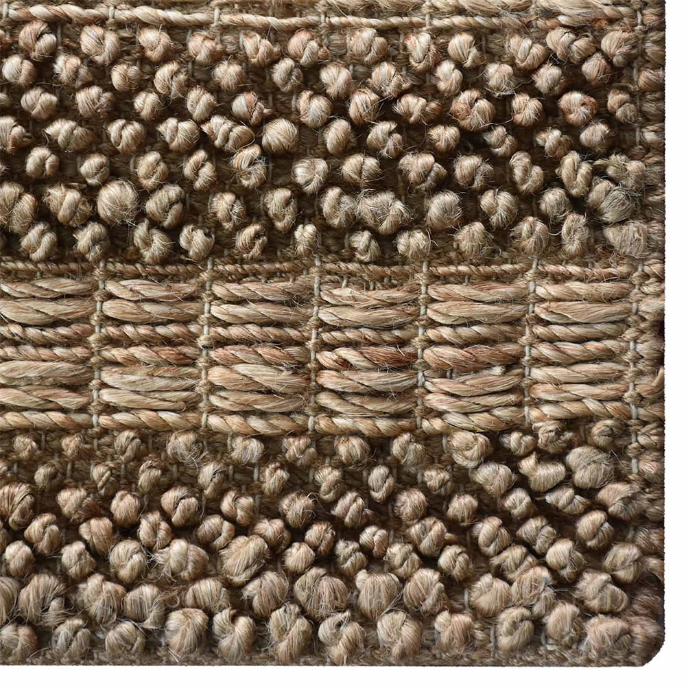 Hand Woven Jute Eco-Friendly Area Rugs - 6'X9', Rectangle Shape, Light Brown Color, Contemporary Pattern, High Pile, Natural Fiber, Outdoor Indoor Handmade Area Rugs For Living Room (J00095)