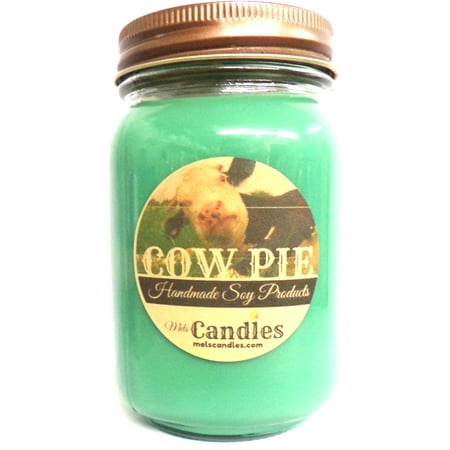 Cow Pie  - 16 Ounce Country Jar 100% HAND MADE Soy Candle -Smells Like Fresh Cut