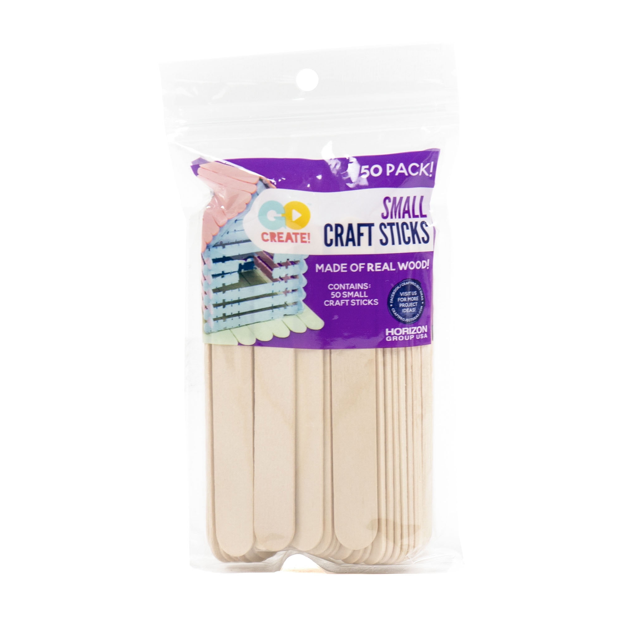Go Create Small Wood Beige Craft Sticks, 50-Pack