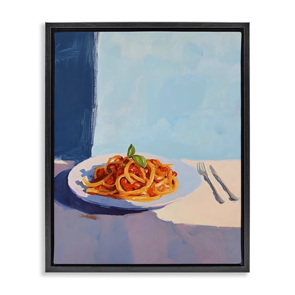 Stupell Industries Modern Italian Spaghetti on Plate Black Floating Frame Canvas Art, 17 x 21, by The Prints Vibe