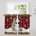 thumbnail image 3 of Fashnice Thermal Insulated Kitchen Valance Xmas Cafe Tier Christmas Short Window Curtain Christmas Half Window Drapes Slot Top Bathroom Scarf Style-H 2pc-Tier Curtain: W:42''x H:54'', 3 of 6