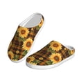 thumbnail image 2 of Lsque Yellow Black Plaid Sunflower Pattern Womens Comfort Cotton on Scuff With Memory Foam and Anti-skid Sole Slipper-42/43, 2 of 7