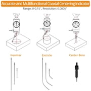 Neoteck Coaxial Centering Indicator 0-0.15/0.0005 Dial Indicator Set with Storage Case Accurate Co-Ax Indicator for Milling Machine Center Test Dial-Silver