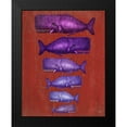 thumbnail image 2 of Fab Funky 15x18 Black Modern Framed Museum Art Print Titled - Whale Family Purple on Red, 2 of 5