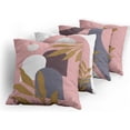 thumbnail image 5 of Minimal Throw Pillow Cushion Case Pack of 4, Modern Style Leaf Branch and Geometric Abstract Details Contemporary, Modern Accent Double-Sided Digital Printing, 18", Rose Fawn and Eggplant, 5 of 6