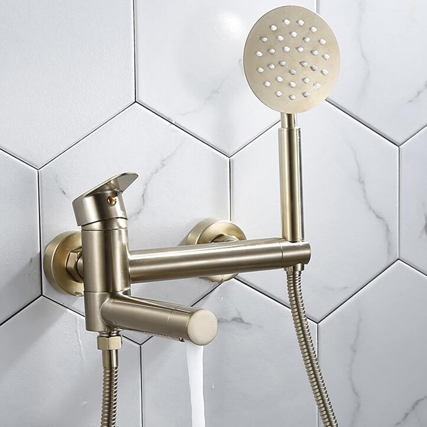 Bathtub Faucet with Handheld Shower Brushed Gold Bathtub Faucet Brass Bathroom Shower Faucet