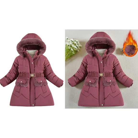 Boys Winter Coat,Boys Puffer Coat Mid-Length Heavyweight with Trim Hood Warm and Windproof Boys' Hooded Winter Coat Boys Jackets Size 5-6 Years