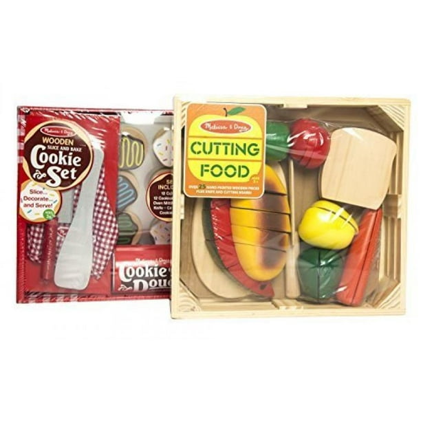 Melissa and Doug Wooden Playsets Bundle Cutting Food Set with Slice