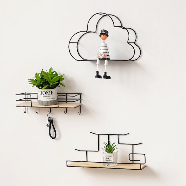 Organizador decorativo de la pared del metal del estante del tapiz del estante formado nubes para el cuarto de ba?o LingWen 8390614126787