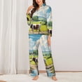 thumbnail image 2 of Vsdgher Countryside Farm Cow Pajamas Set Long Sleeve Sleepwear Womens Button Down Nightwear Pj Sets-Small, 2 of 7