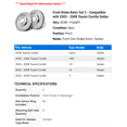 thumbnail image 2 of Front Brake Rotor Set 2 - Compatible with 2003 - 2008 Toyota Corolla Sedan 2004 2005 2006 2007, 2 of 2