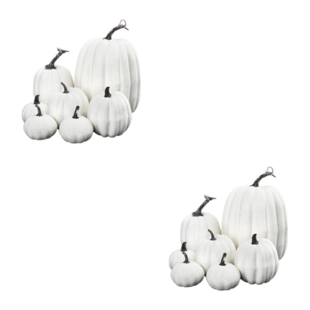 Yuarrent Vibrante juego de 7 calabazas artificiales para una impresionante decoración de bodas de otoño Blanco 2Conjunto