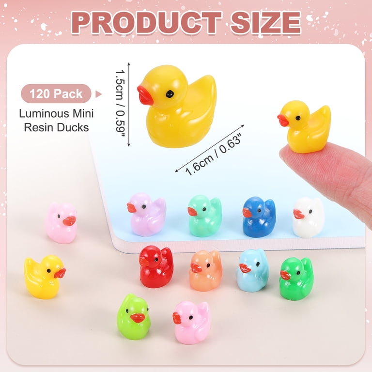 300 Pieces Mini Yellow Resin Ducks - 0.6 Inch Tiny Duck Decor For Fairy Gardens, Aquariums, Crafts