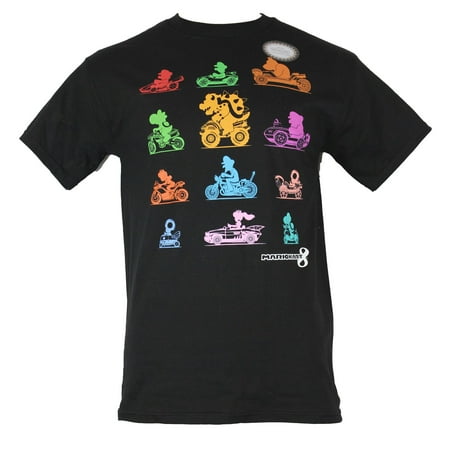 Mario Kart (Nintendo) Mens T-Shirt -Mariokart 8 12 Silhouettes of