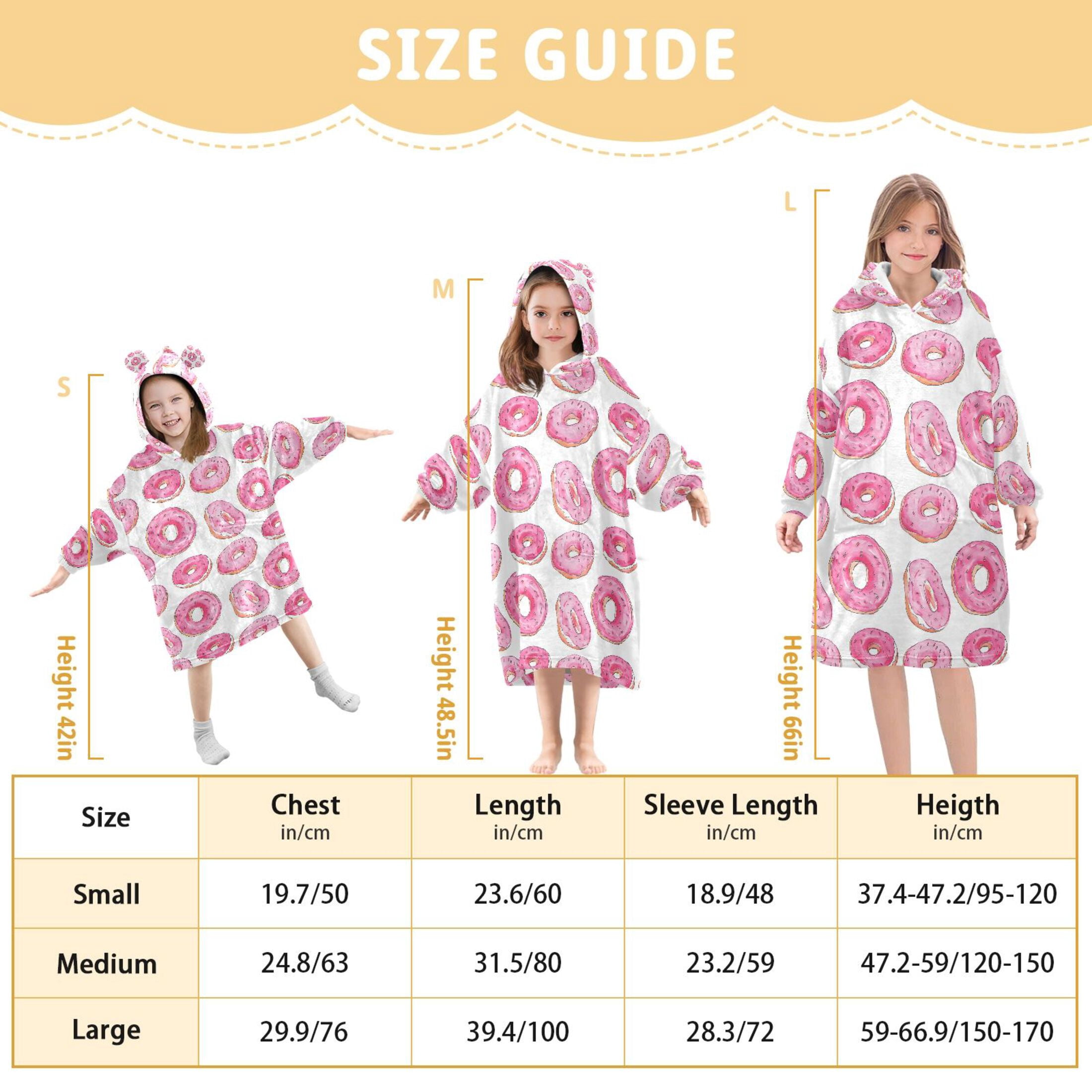 joogoo Blanket Hoodie for Donut Pattern Oversize Sweatshirt 3-14 YR L