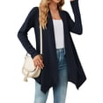 thumbnail image 5 of HUBERY Women Jacquard Open Front Long Sleeve Irregular Hem Light Weight Cardigan, 5 of 5