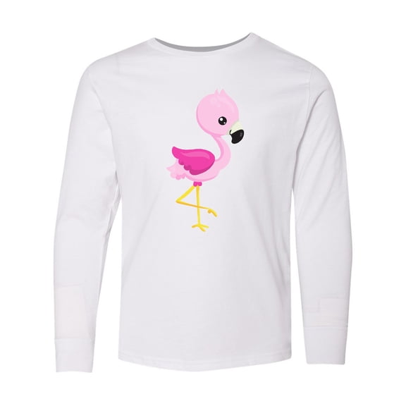 Inktastic Cute Flamingo, Baby Flamingo, Pink Flamingo Long Sleeve Youth T-Shirt