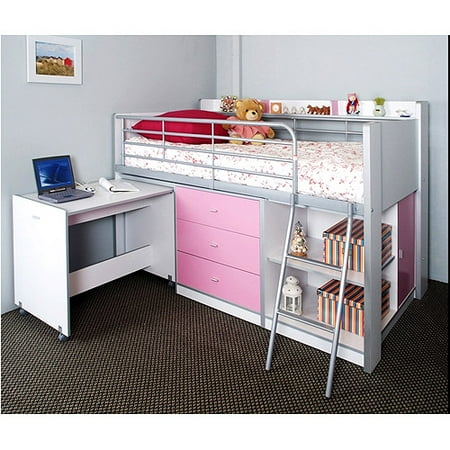 Charleston Storage Loft Bed With Desk White And Pink Carton 1 Charleston Storage Loft Bed With Desk White And Pink Carton 1