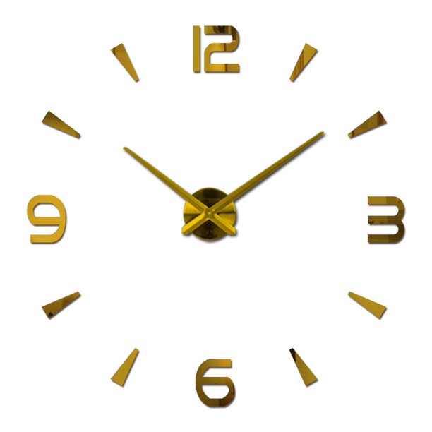 Reloj de pared 3D Toystoory autoadhesivo analógico dorado