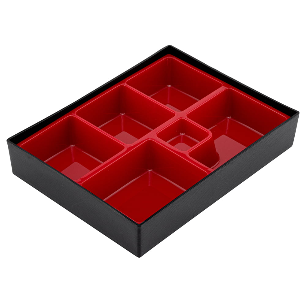 Bento Tek Square Black and Red Japanese Style Bento Box - 4 Compartments, 3  Layers - 8 1/4 x 8 1/4 x 6 - 1 count box