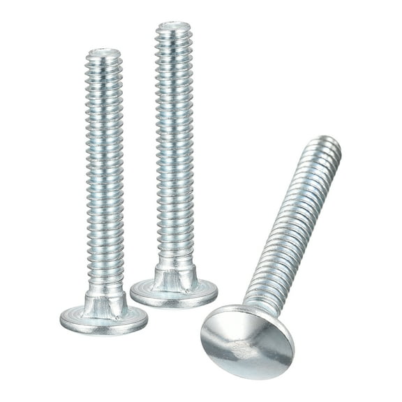 1/4-20x20x2" Carriage Bolt, 6pack Round Head Square Neck Screws, Carbon Steel Zinc Plated, Fully Threaded