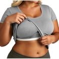 thumbnail image 3 of Ltctricy Women's Plus Size Tops Short Sleeve Crew Neck Ribbed Knit Slim T Shirts with Built in Bra Tight Casual Tees, 3 of 7