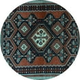 thumbnail image 1 of Ahgly Company Indoor Round Persian Light Blue Traditional Area Rugs, 4' Round, 1 of 4