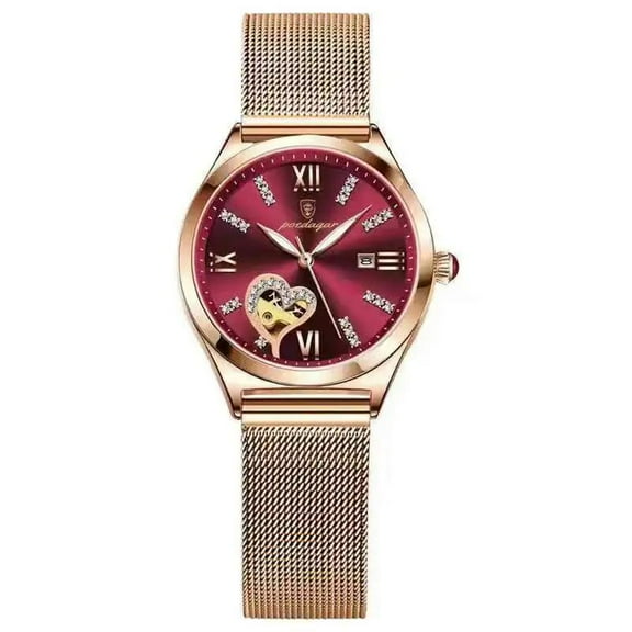Poedagar fashion women watch stainless steel mesh rose gold luxury waterproof luminous ladies quartz watches