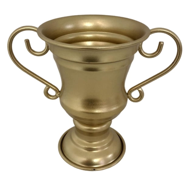 Maceta de hierro creativa con forma de trofeo retro, contenedor decorativo de metal para plantas. Oro