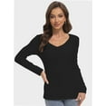 thumbnail image 2 of Long Sleeve Shirts for Women Sexy V Neck Tops Fitted Tight T Shirts Basic Tee, 2 of 6