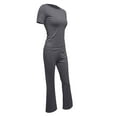 thumbnail image 5 of Women's 2 Piece Activewear Set - Slim Short Sleeve Top & Low Rise Flared Leggings, 92% Viscose Yoga Lounge Outfit, 5 of 5