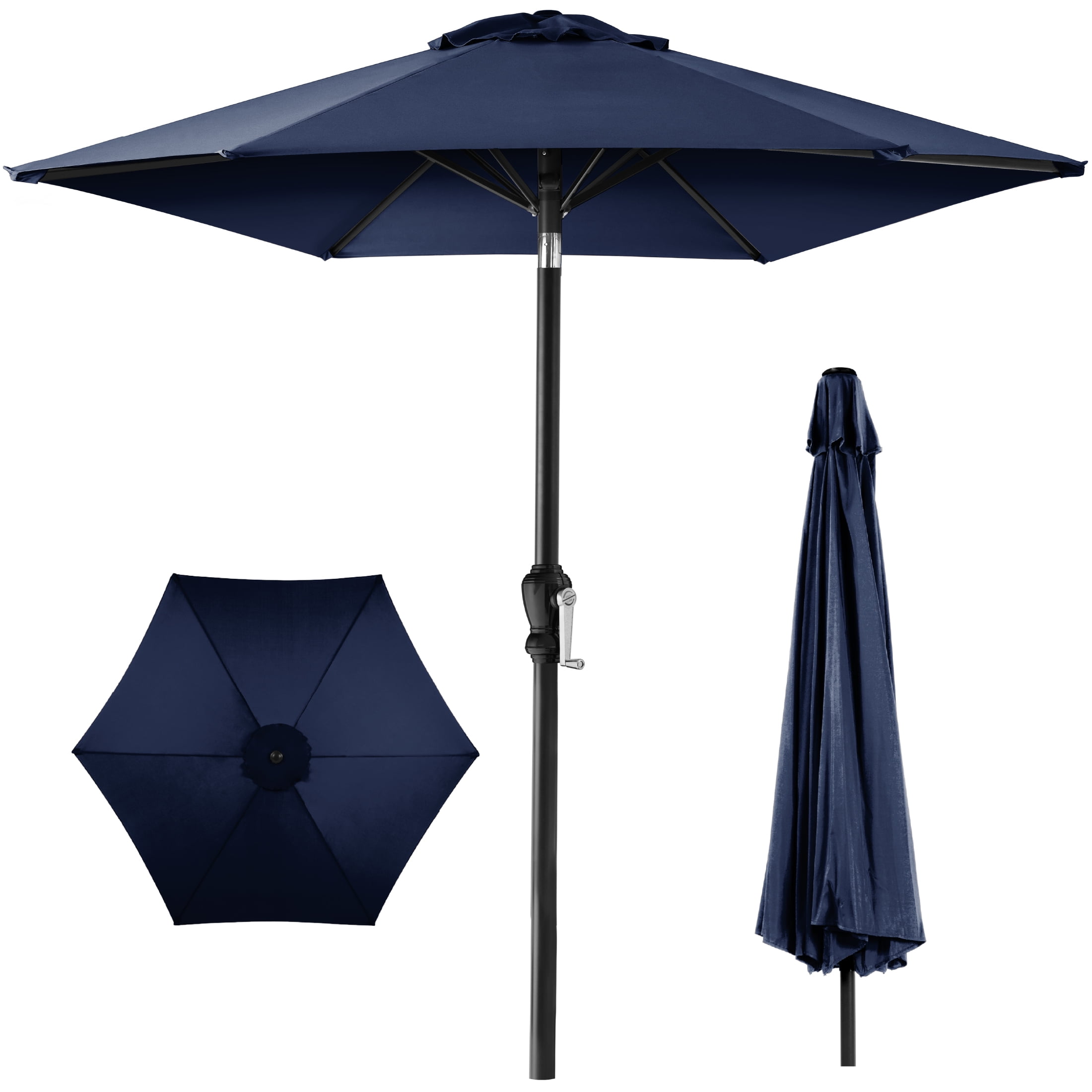 Best Choice Products 10ft Outdoor Steel Market Patio Umbrella w/ Crank, Tilt Push Button, 6 Ribs - Navy Blue Best Choice Products 10ft Outdoor Steel Market Patio Umbrella w/ Crank, Tilt Push Button, 6 Ribs - Navy Blue