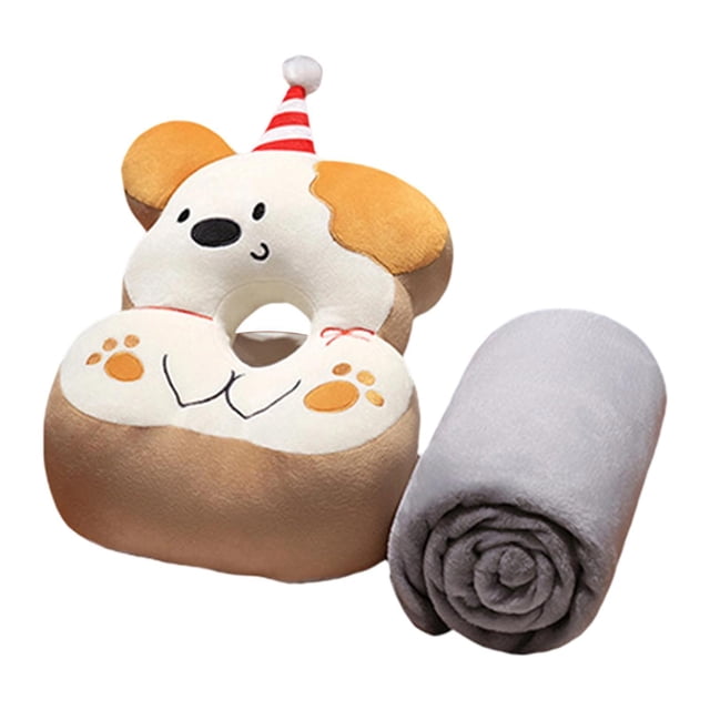 Almohada para la siesta de escritorio para perros, almohada para el cuello, funda extraíble, encantadora para dormir con cremallera para el coche, el Oreja Amarilla con Manta