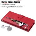thumbnail image 4 of Estuche de Cuero PU con Cierre para Xiaomi Poco M7 4G , Funda Protectora con Billetera y Correa, 4 of 5