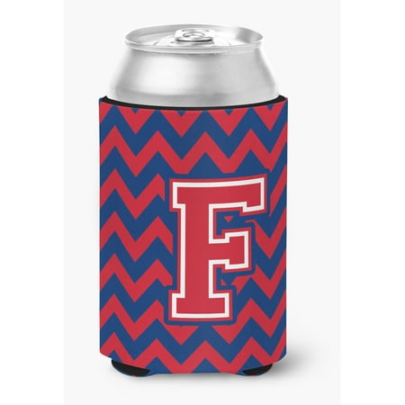 

Letter F Chevron Yale Blue and Crimson Can or Bottle Hugger