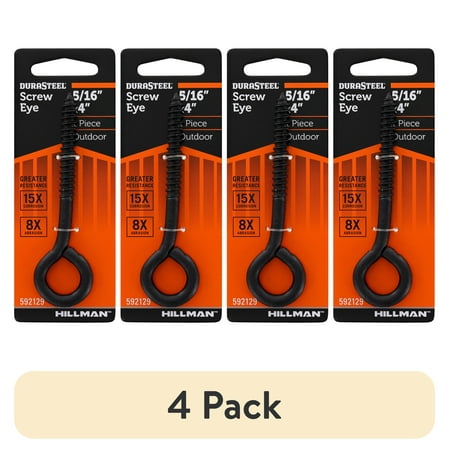 (4 pack) Hillman Durasteel Eye Bolt, 5/16" x 4 Steel Outdoor Eye Bolt