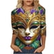 thumbnail image 2 of Xuyuer Carnival Style Print T-Shirt - Women's Fashion Loose Round Neck 3/4 Sleeve Top for Daily Wear, Festival Themed Outfits, Playful Seasonal Style & Streetwear Statement Piece, 2 of 5
