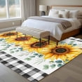 thumbnail image 4 of Sunflower Flowers Large Area Rugs 8x10 ft Yellow Floral Eucalyptus Leaves Black Plaid Washable Rug Non Slip Indoor Carpet Absorbent Floor Mat for Living Room Bedroom Dining Room, 4 of 9
