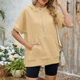 thumbnail image 5 of vigerkar Womens Oversized Half Zip Hoodies Short Sleeve Casual Sweatshirts Pullover Tops with Pockets Loose 2025 Clothes Yellow, XL, 5 of 8