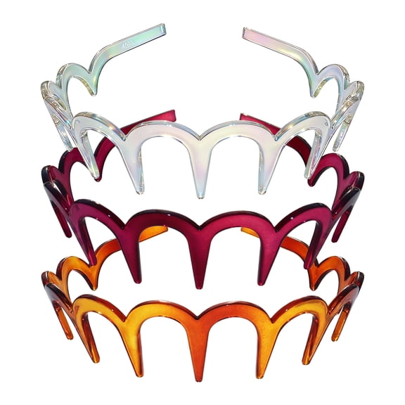 3PCS Zig Zag U Shape Tooth Hair Comb Headband, High Cranium Headbands for Women's, Reversible Headbands with Teeth  (Amber Claret Pearlescent)