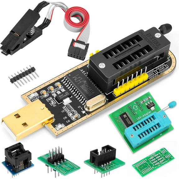 EEPROM BIOS USB Programmer Kit CH341A Programmer  1.8V Adapter & SOIC8 Clip & SOP8 to DIP8 Adapter, for 24 25 Series Flash