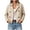 Beige, variant on Women's Double Breasted Lapel Long Sleeve Cropped Blazer Jacket, Casual Wool Blend Outerwear with Pockets ,Women's S-XXL
