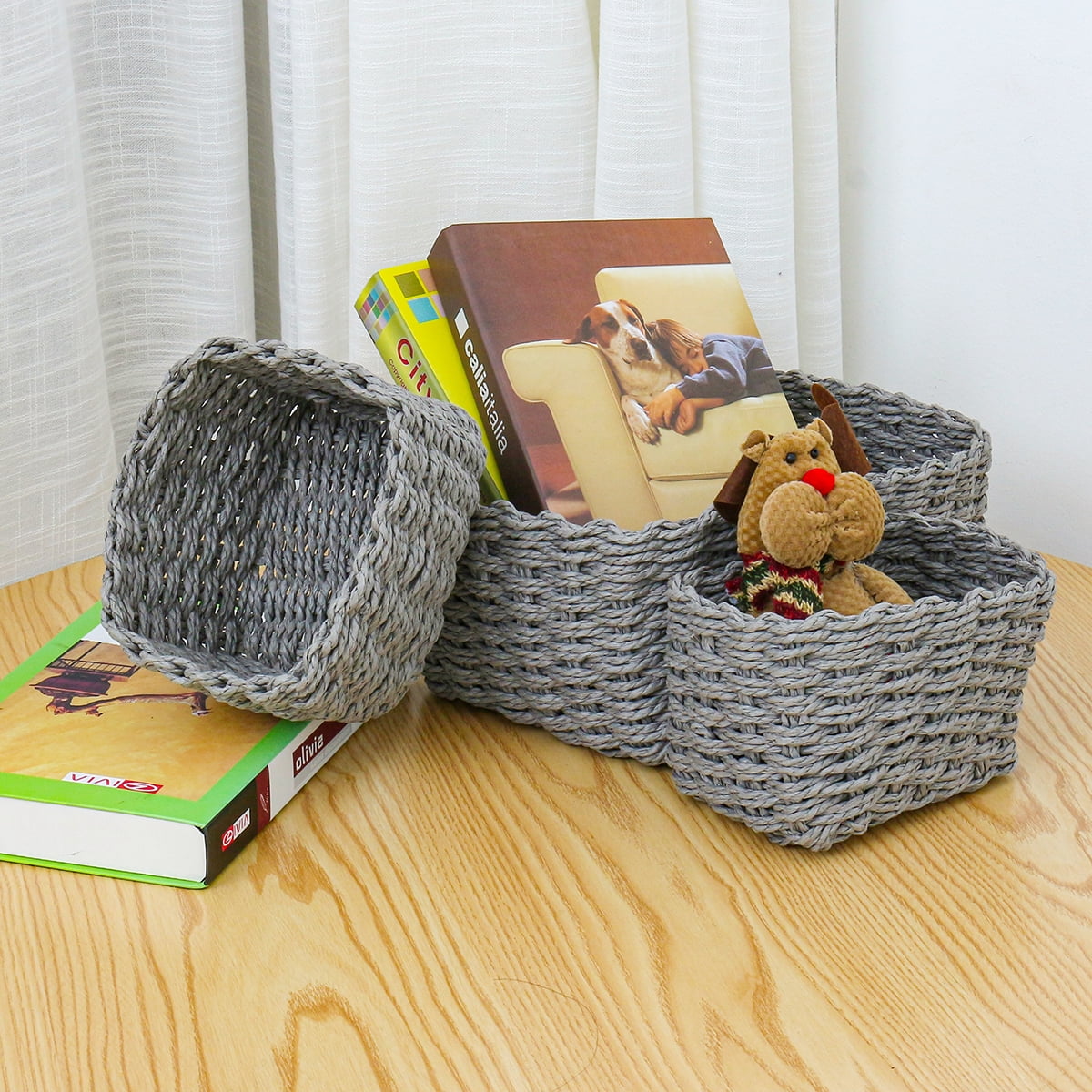 toy organizer with wicker baskets