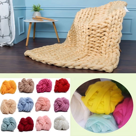 AUQ Giant Soft Wool Yarn Super Chunky Yarn Knit Yarn Extreme Arm Knitting Bulky Roving Yarn DIY for Finger Knitting,Crocheting Felting,Making Rugs Blanket