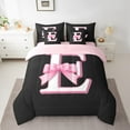 thumbnail image 2 of Erosebridal Initial E Letter Bedding Twin Size, Princess Bow Bed in a Bag Twin size, Monogrammed Reversible Bed Set, Microfiber Room Decor, 7 Pieces, 2 of 6