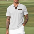 thumbnail image 3 of VgaVtl Big and Tall Polo Shirts for Men Summer Short Sleeve Waffle Collared Casual Color Block Going Out T-Shirt for Men, 3 of 5
