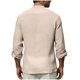 thumbnail image 4 of Ceisia Men's Cotton Linen Henley Shirt | Relaxed Fit Stand Collar Long Sleeve Casual Button-Down Top Gifts, 4 of 6