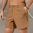 thumbnail image 2 of Zimjoy Men's Shorts Classic-Fit 5" Shorts Lightweight Quick Dry Button Stretch Chino Shorts Elastic Waist Outdoor Golf Work Travel Beach Pants, Light Brown L, 2 of 4