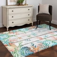 thumbnail image 3 of 4'x6' Area Rugs, Beach Coastal Indoor Outdoor Area Rug for Living Room Bedroom, Summer Coral Starfish Nautical Ocean Retro Washable Bathroom Rugs Kitchen Floor Carpet Mats Home Decor Aesthetic, 3 of 8